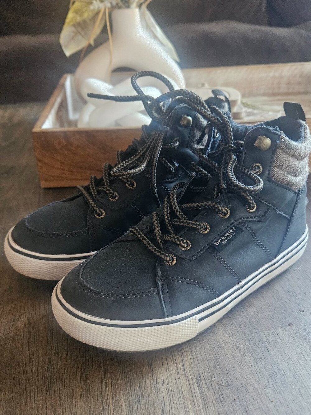 Black sperry boots kids